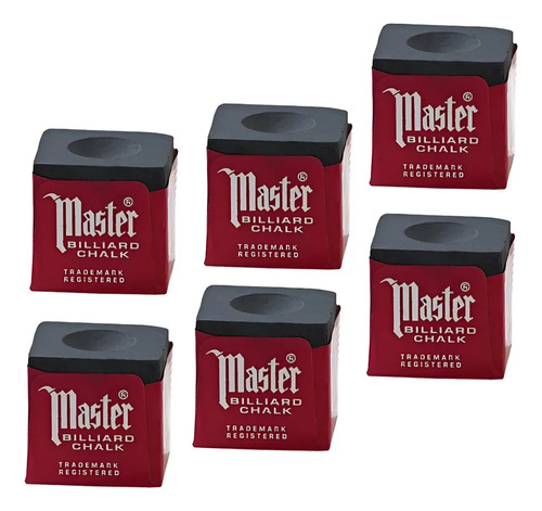 6 Giz Master Preto Para Bilhar / Sinuca / Snooker